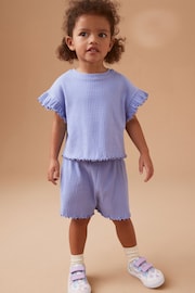 Blue Rib Short Sleeve T-Shirt And Shorts Set (3mths-7yrs) - Image 1 of 6
