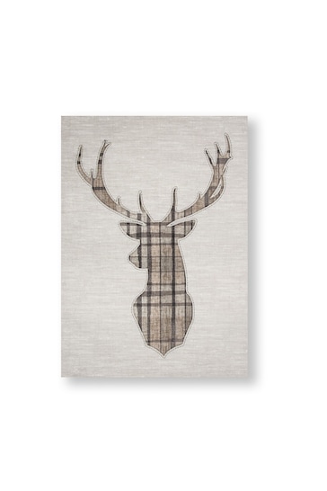 Art For The Home Natural Tartan Stag Canvas