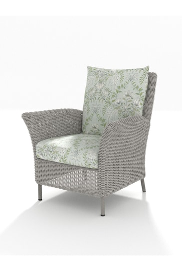 Laura Ashley White Garden Wilton Lounging Chair in Parterre Sage Cushions