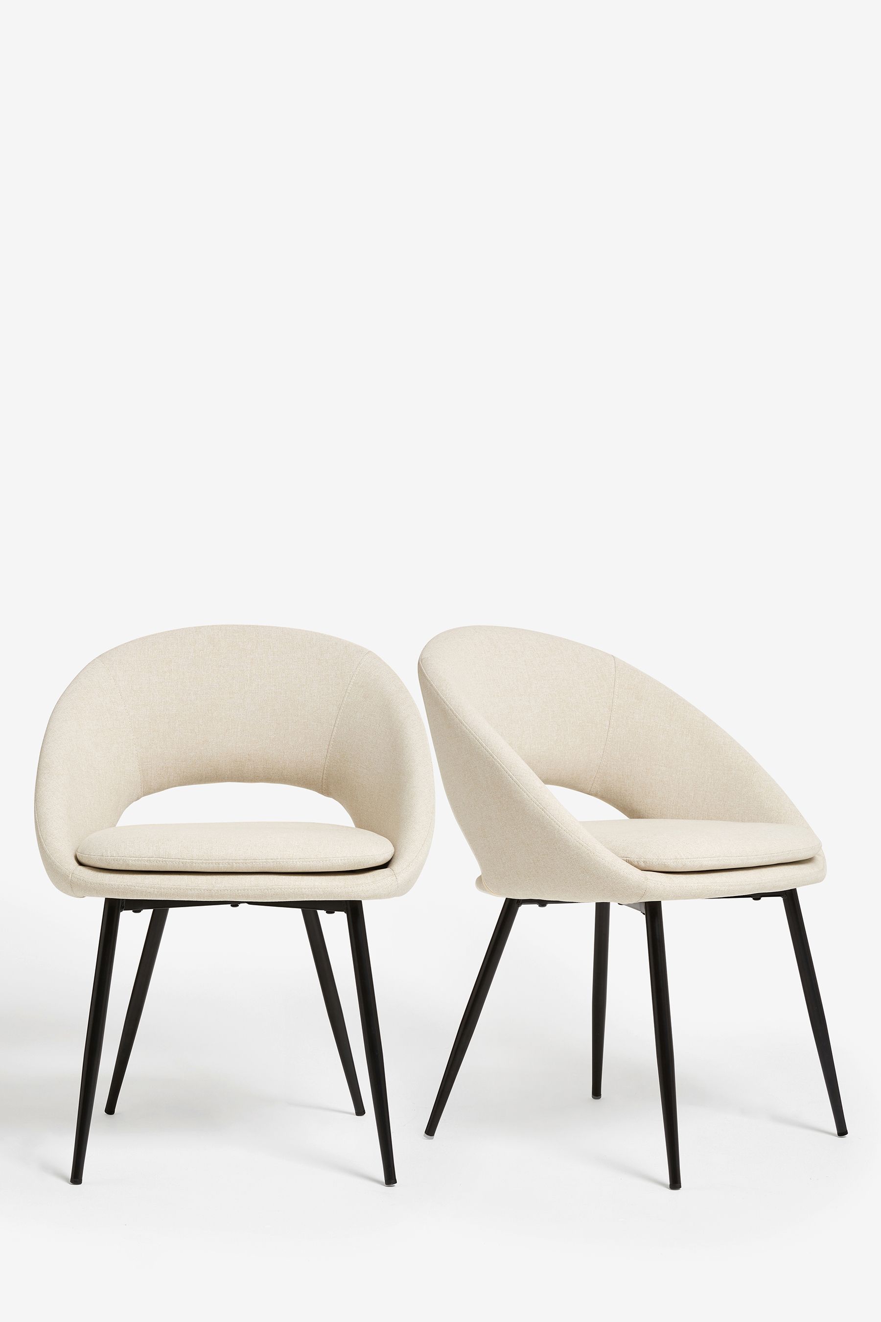 Set of 2 Soft Marl Mid Natural Hewitt Black Leg Dining Chairs