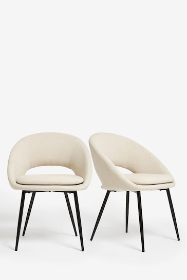 Set of 2 Soft Marl Mid Natural Hewitt Black Leg Dining Chairs