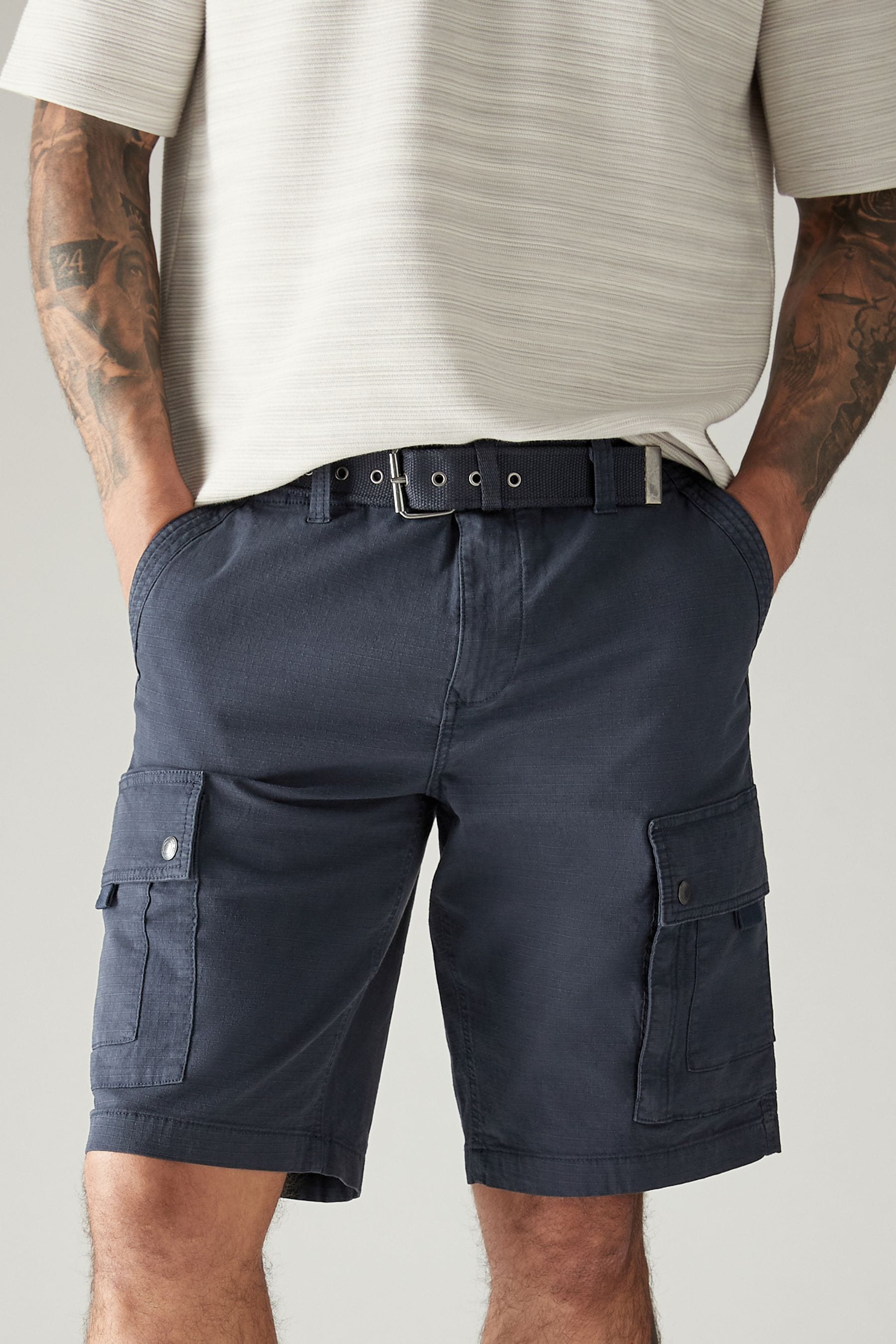 Buy Navy Blue Belted Cargo Shorts from the Next UK online shop