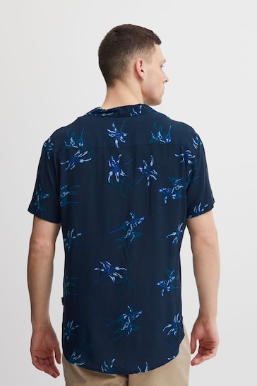 Blend Blue Flower Printed Resort Short Sleeve Shirt