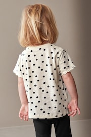 White Polka Dots Short Sleeve Scallop T-Shirt (3mths-7yrs) - Image 3 of 7