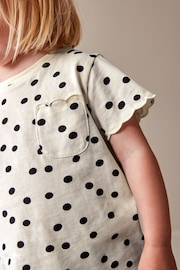 White Polka Dots Short Sleeve Scallop T-Shirt (3mths-7yrs) - Image 4 of 7