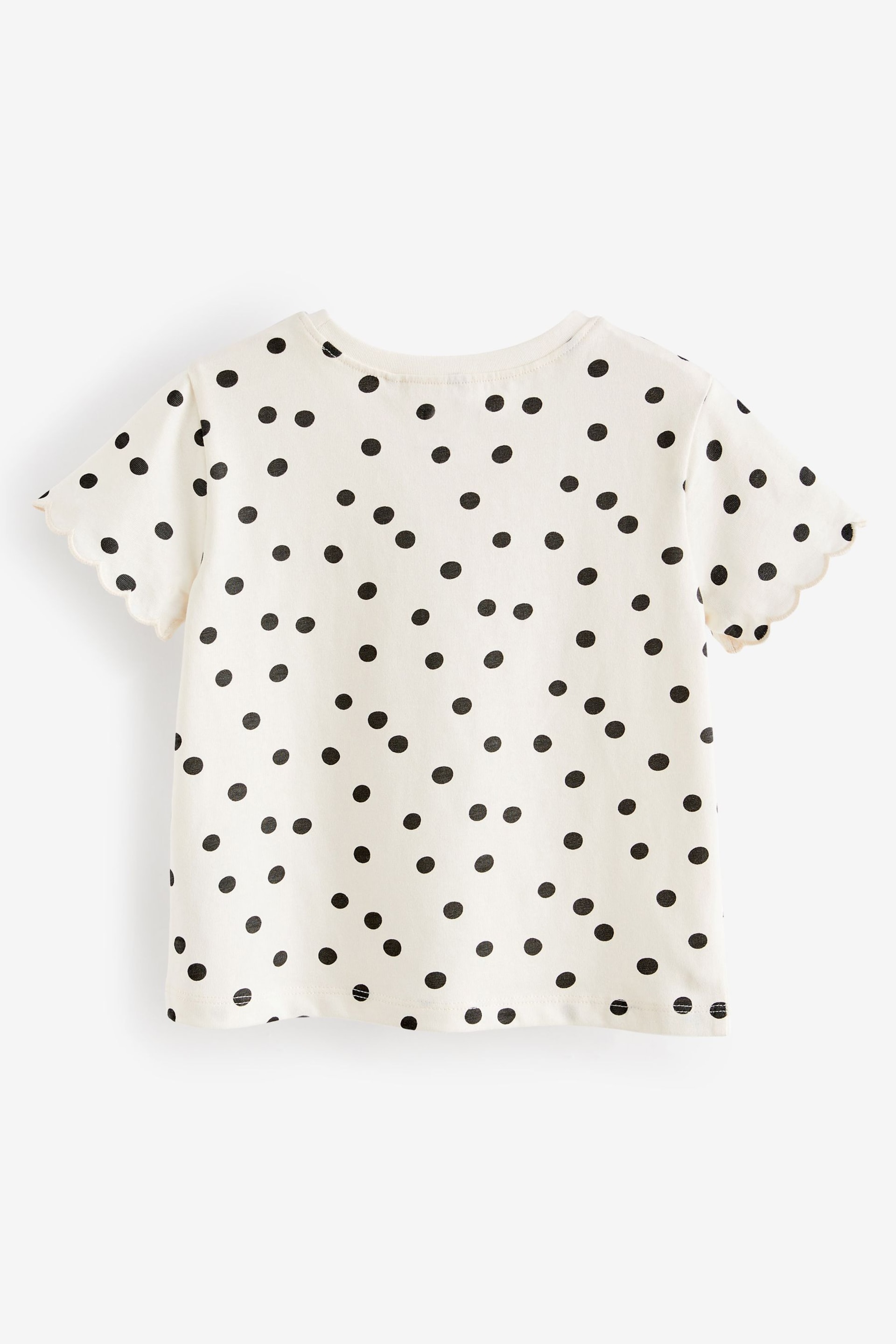 White Polka Dots Short Sleeve Scallop T-Shirt (3mths-7yrs) - Image 6 of 7