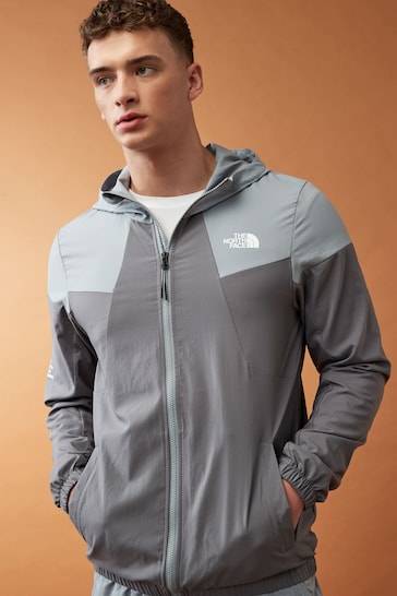 The North Face Grey Mens Mountain Athletics Wind Hooded Track Jacket