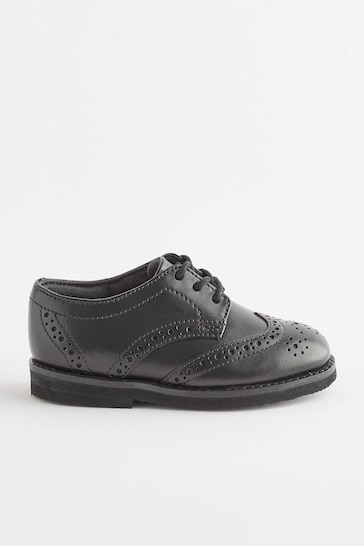 Black Wide Fit (G) Smart Leather Brogues Shoes