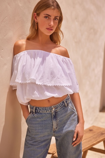White Frill Summer Top