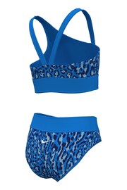 Nike Blue Animal Print Asymmetrical Top Bikini Set - Image 2 of 4