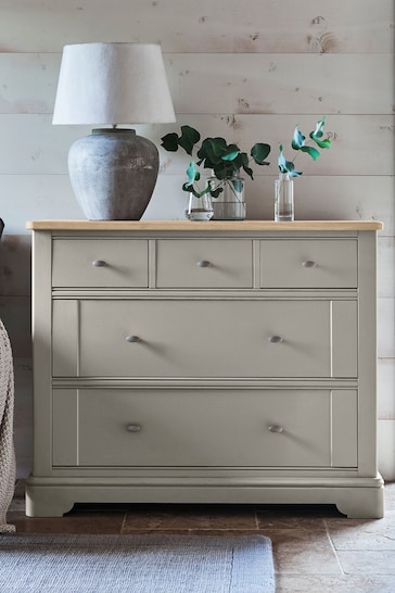 Grey Hampton Painted Oak Collection Luxe 5 Drawer Chest of Drawers