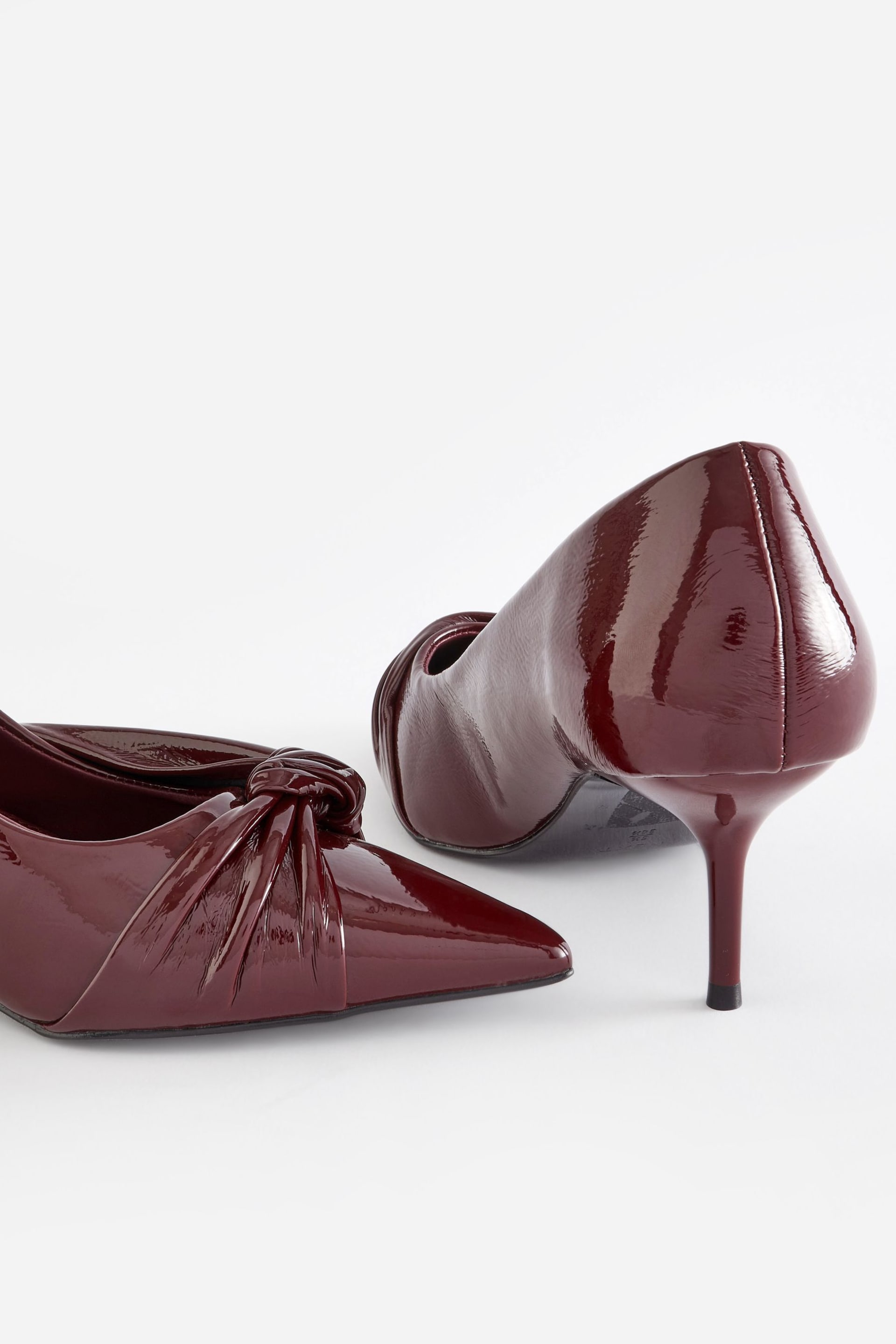 Berry Red Forever Comfort® Asymmetric Bow Kitten Heels - Image 10 of 11