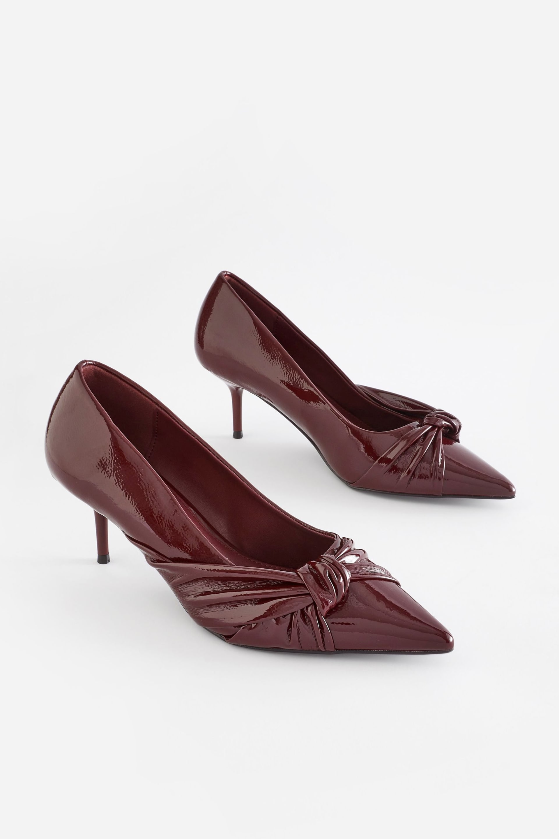 Berry Red Forever Comfort® Asymmetric Bow Kitten Heels - Image 5 of 11