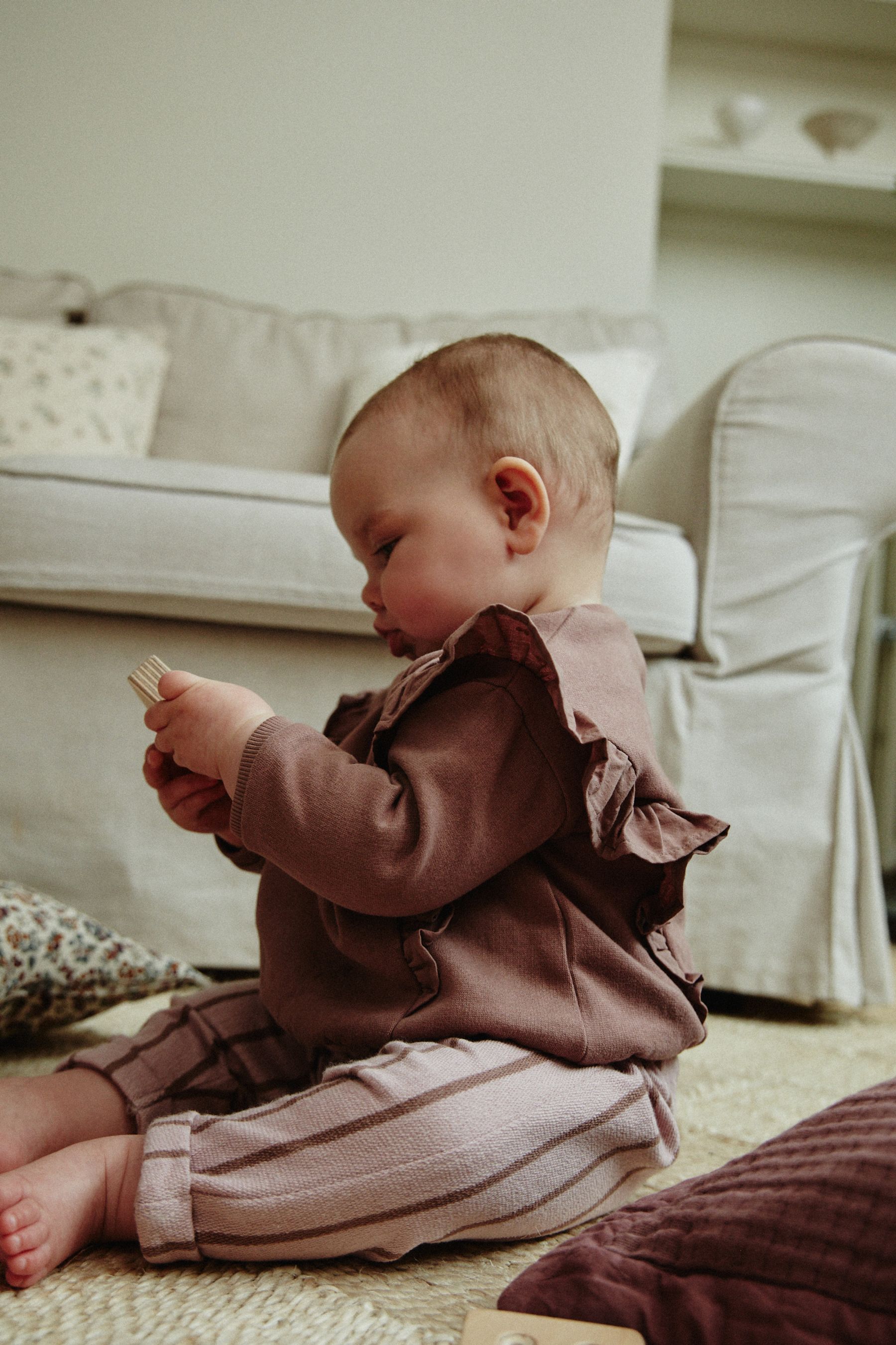 Buy Mauve Purple Stripe Baby Sweatshirt And Wide Leg Trousers Set Next Ukraine