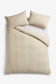 Natural Textured Quilted Cotton Rich Duvet Cover and Pillowcase Set - Image 4 of 4