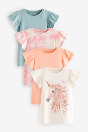 Pink/Orange/Blue Sequin Unicorn 4 Pack Frill Sleeve T-Shirts (3-16yrs) - Image 1 of 11