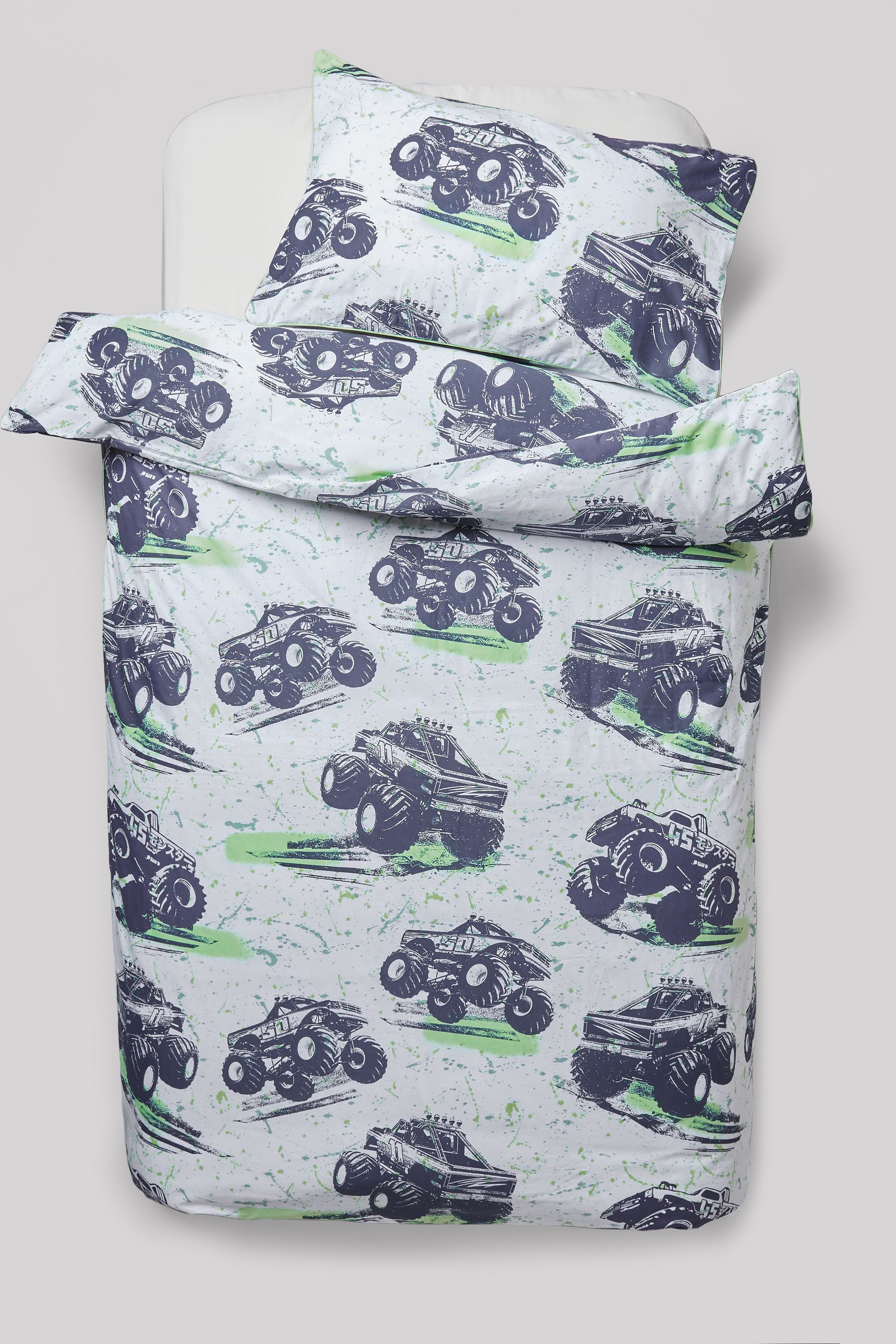 Buy Grey Monster Trucks Duvet Cover and Pillowcase Set from Next United Arab Emirates
