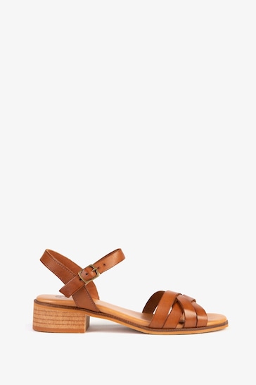 Penelope Chilvers Heeled Shepherdess Brown Leather Sandals