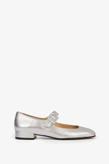 Penelope Chilvers Silver Low Mary Jane Leather Shoes