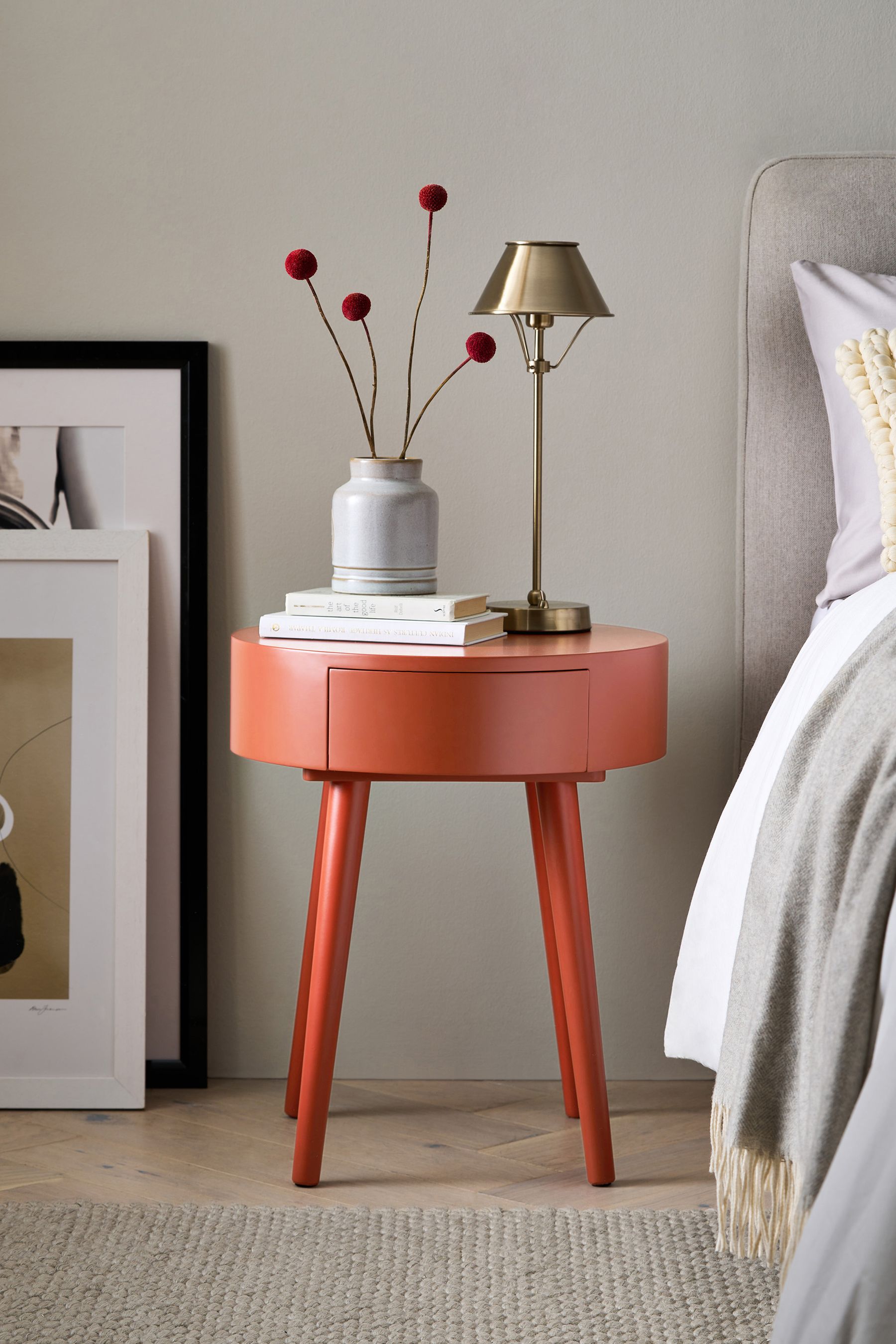 Red shop bedside cabinet