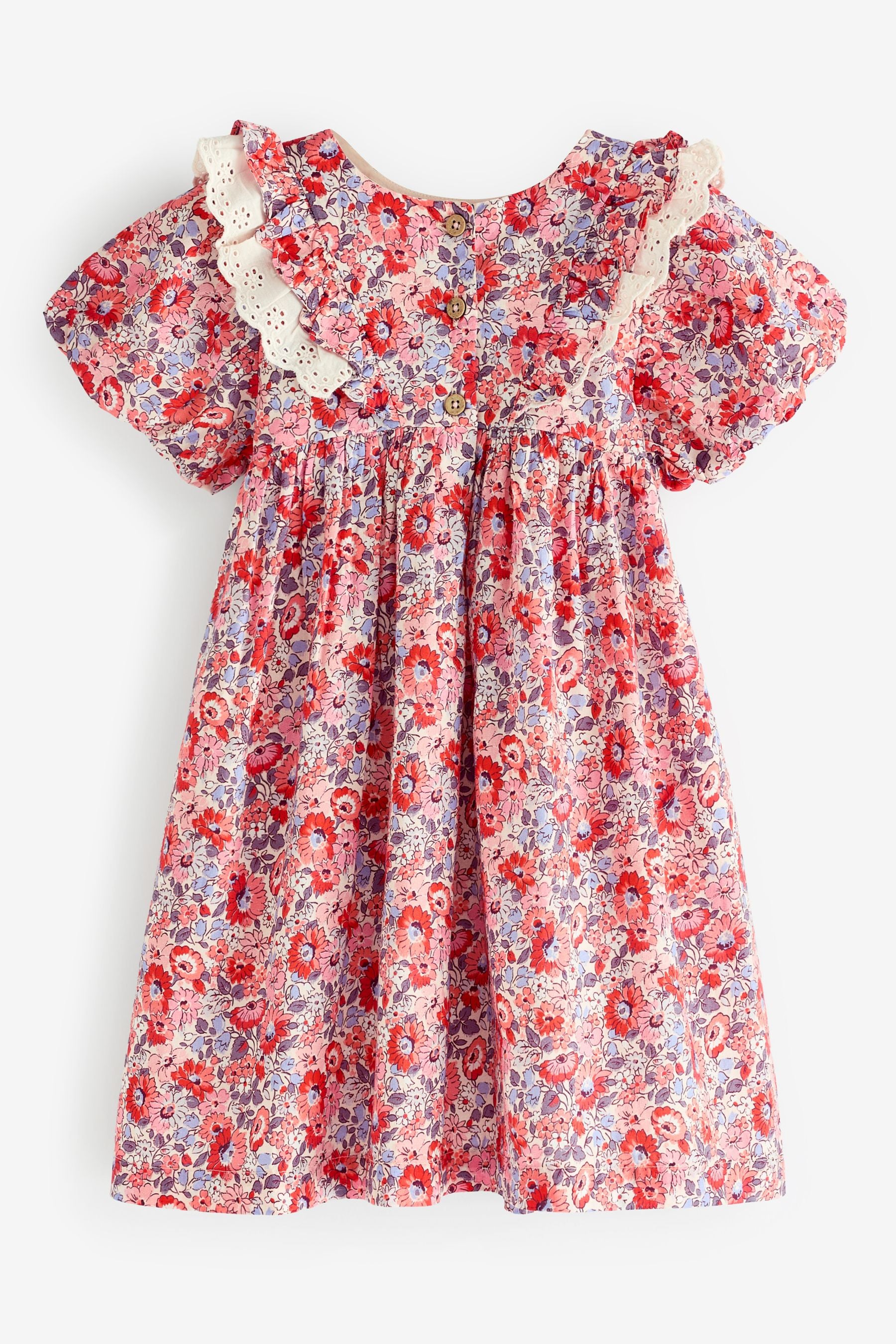 Cath Kidston Red Floral Lace Trim Dress 3mths 8yrs