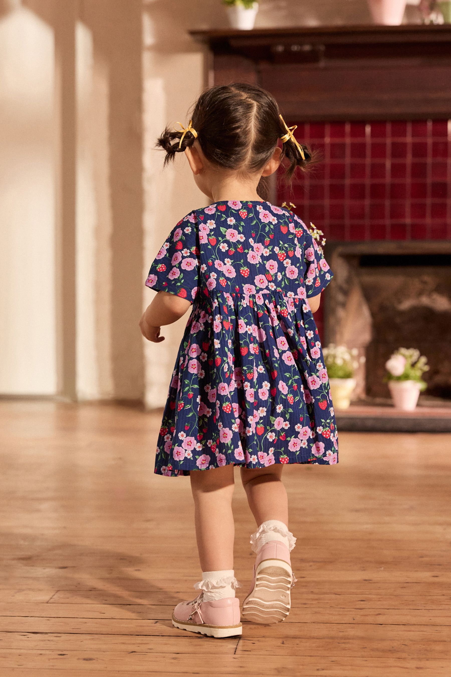 Cath Kidston Navy Floral Relaxed Cotton 100 Cotton Dress 3mths 8yrs