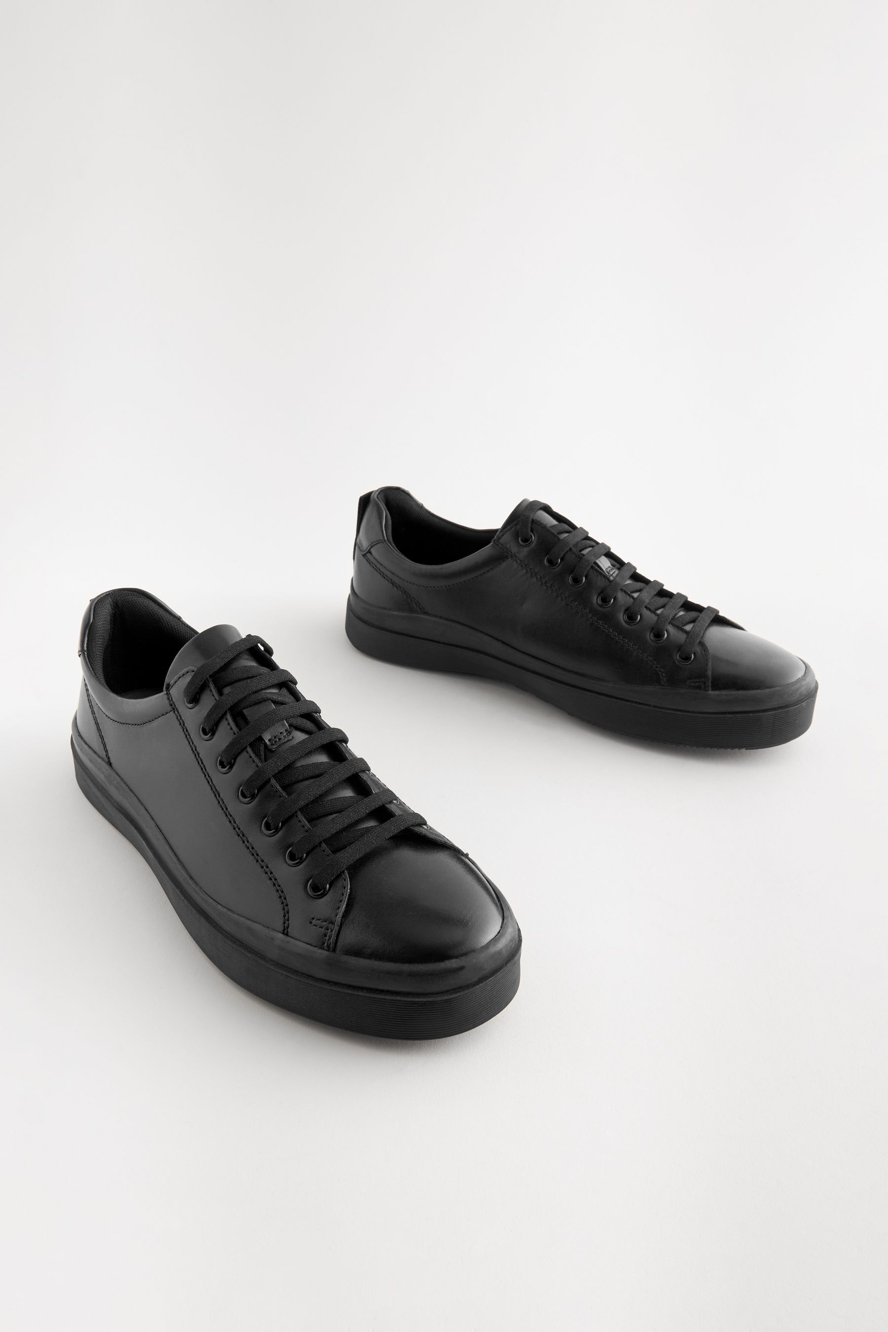 NEXT Black Leather Motion Flex Trainers uk12eu47 Mens