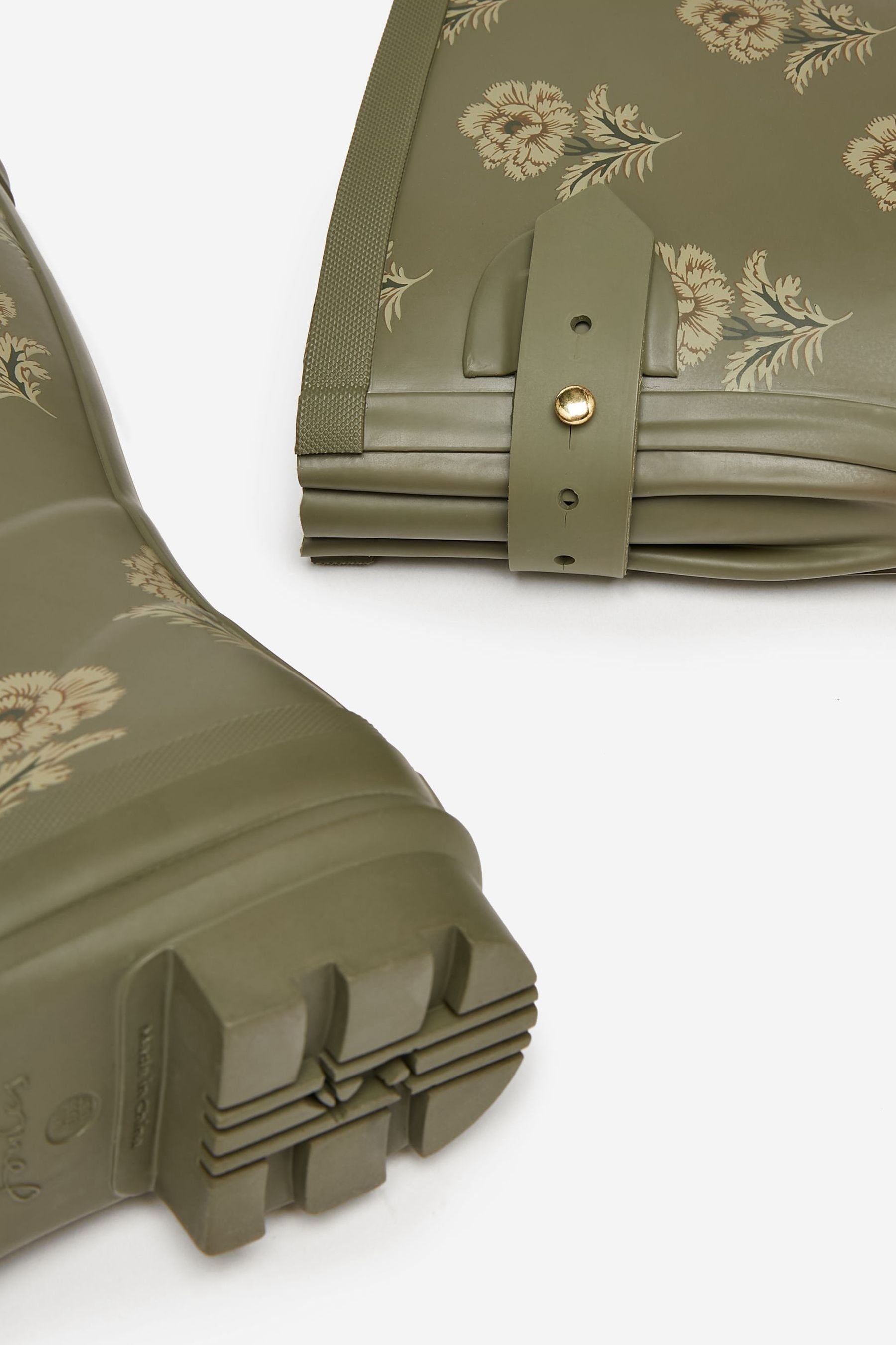 Joules green top floral wellies
