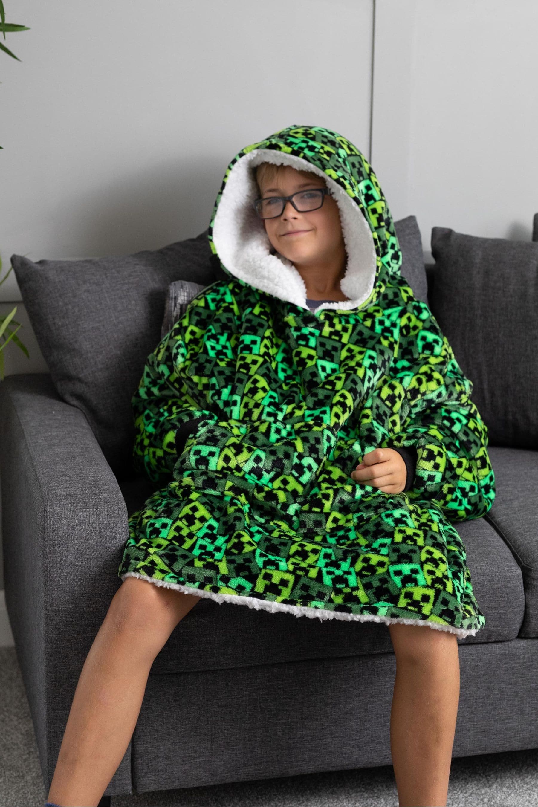 Buy Vanilla Underground Green Minecraft All Over Print Blanket Hoodie from Next Luxembourg