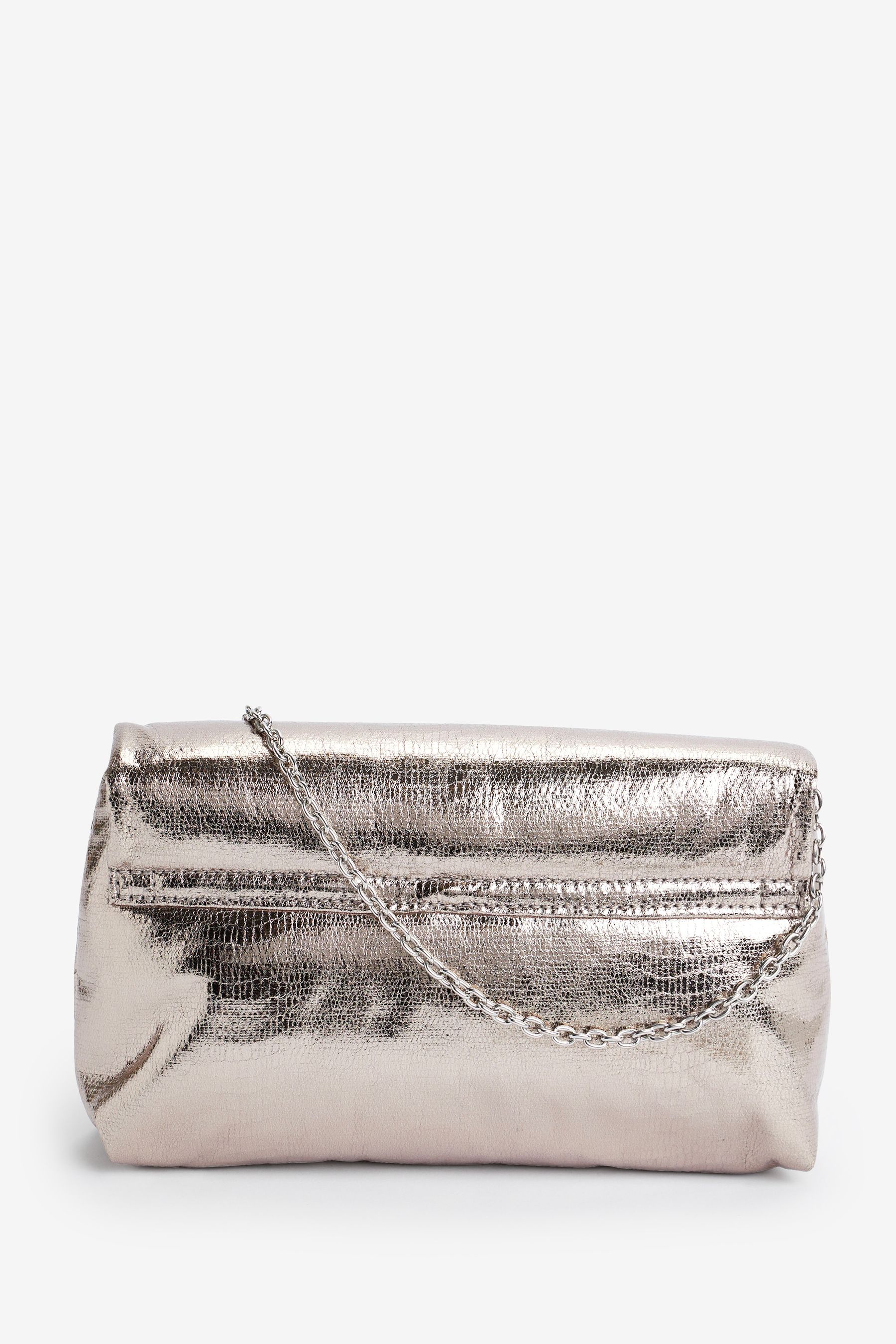 Pewter Silver Squishy Knot Clutch Bag