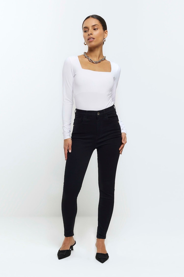 River Island Black High Rise Bum Sculpt Skinny Jeans - Image 2 of 7