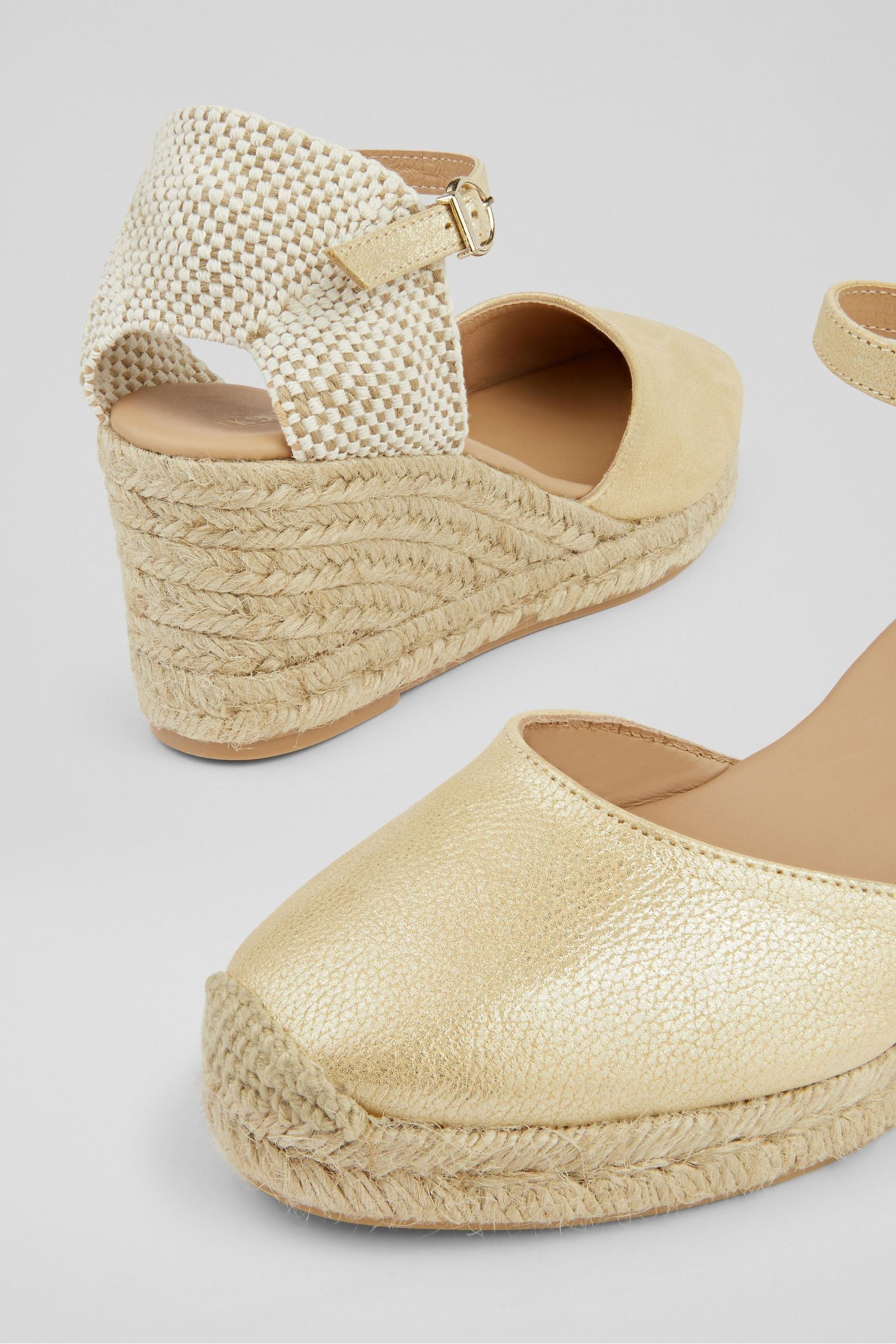 Buy LK Bennett Gold Marissa Leather Ankle Strap Espadrilles from Next Luxembourg