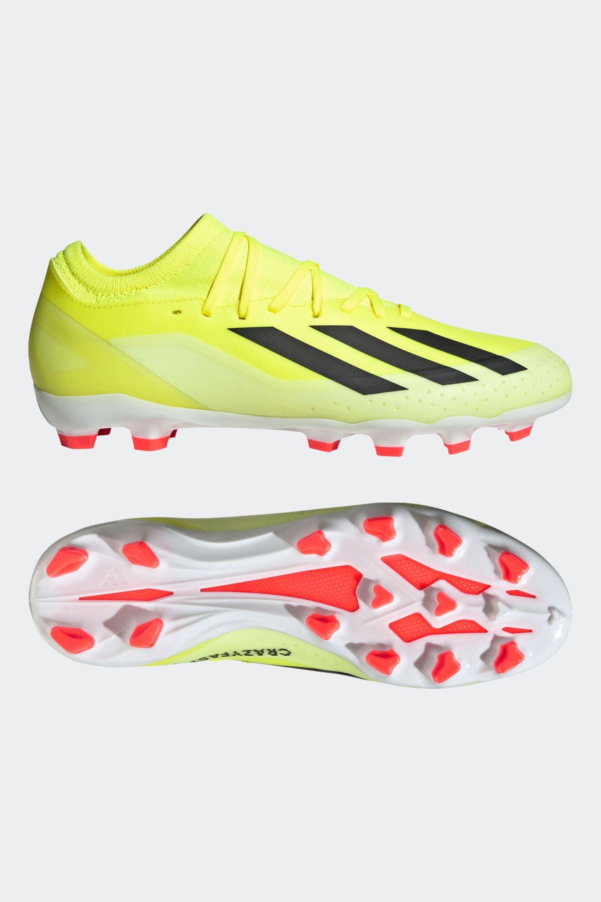 adidas Yellow Football X Crazyfast League Multi-Ground Adult Boots - Image 5 of 9