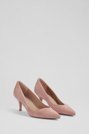 LK Bennett Farah Suede Asymmetric Kitten Heel Courts - Image 2 of 4