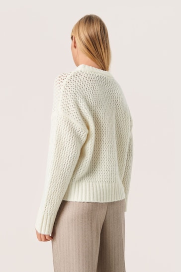 Soaked in Luxury Paradis Chunky Textured Knit White Pullover