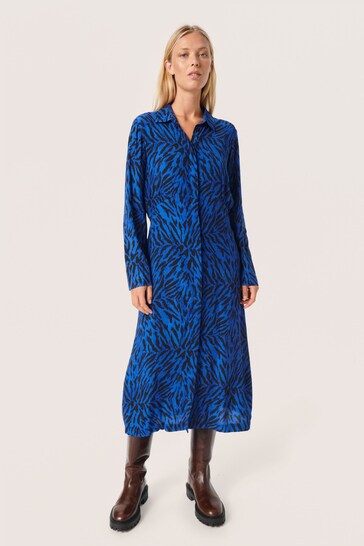 Soaked in Luxury Ina Long Sleeve Printed Shirt Dress