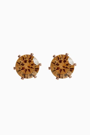 Rose Gold Cubic Zirconia Large Stud Earrings