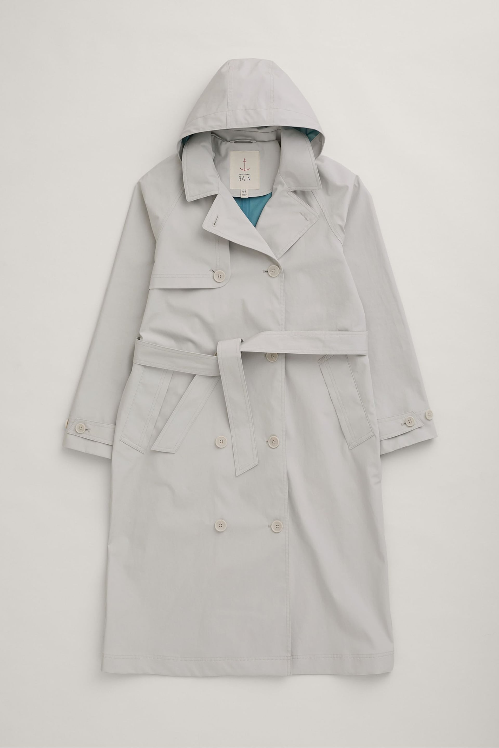 Seasalt Cornwall Grey Seasalt Cornwall Grey Penweathers Waterproof Trench Coat - Image 5 of 6