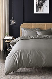 Grey Collection Luxe 200 Thread Count 100% Egyptian Cotton Percale Duvet Cover And Pillowcase Set - Image 1 of 5