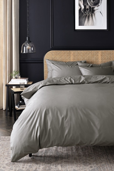 Grey Collection Luxe 200 Thread Count 100% Egyptian Cotton Percale Duvet Cover And Pillowcase Set