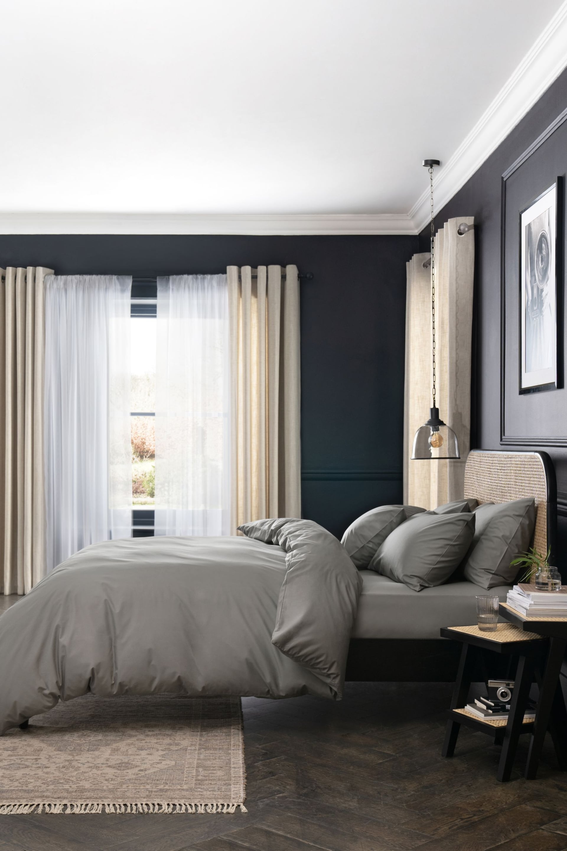 Grey Collection Luxe 200 Thread Count 100% Egyptian Cotton Percale Duvet Cover And Pillowcase Set - Image 2 of 5