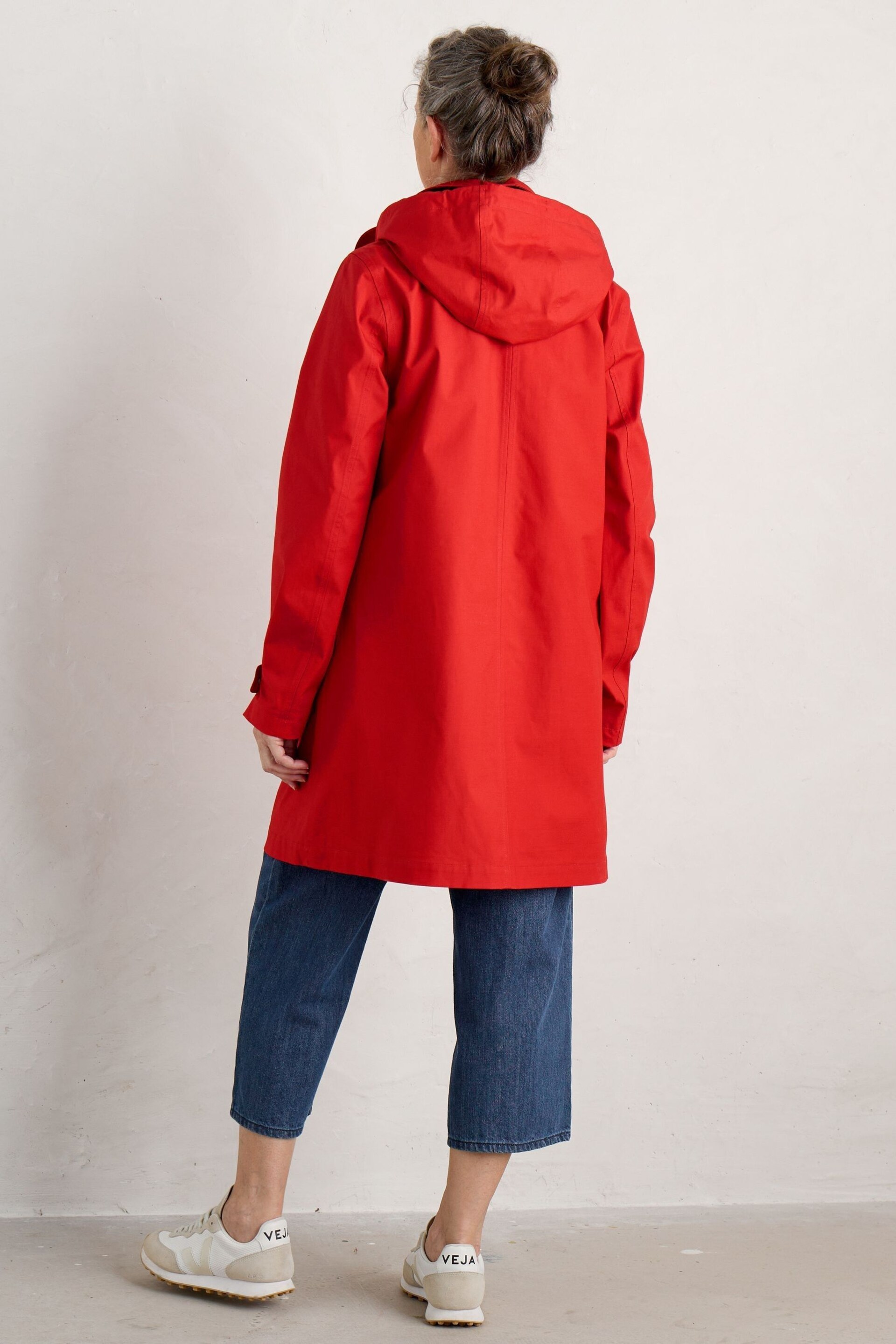 Seasalt Cornwall Red Cloudburst Waterproof Trench Coat - Image 3 of 6