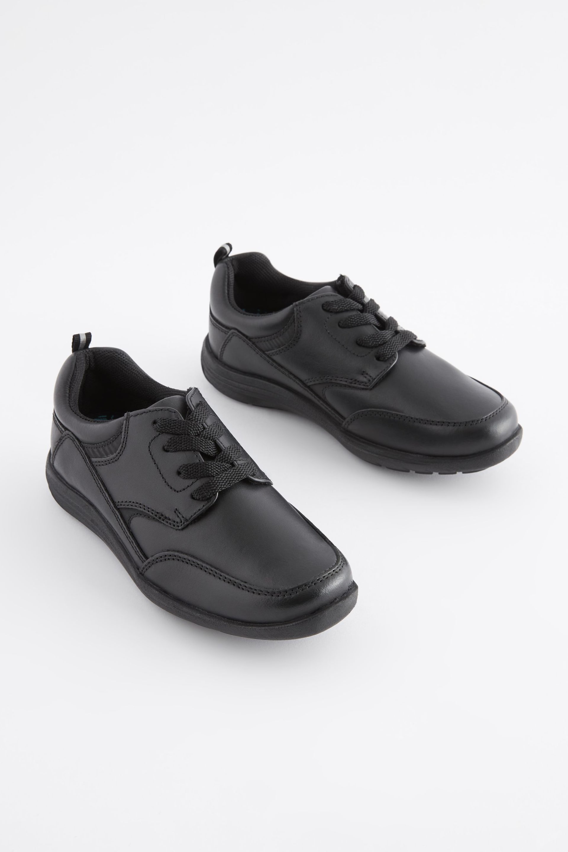 Black Standard Fit (F) School Leather Lace-Up Shoes - Image 1 of 6