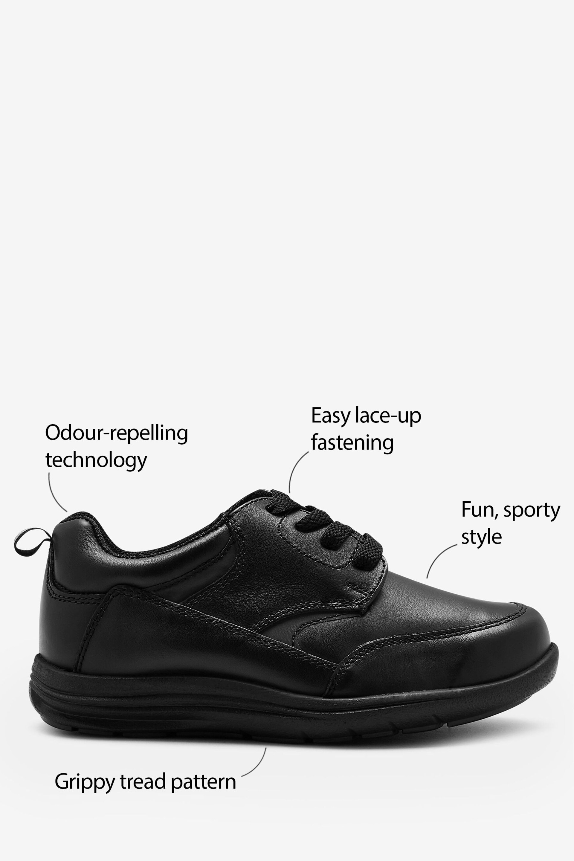 Black Standard Fit (F) School Leather Lace-Up Shoes - Image 6 of 6