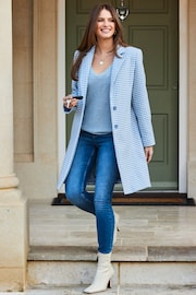 Sosandar Blue Wool Mix Formal Coat - Image 1 of 5