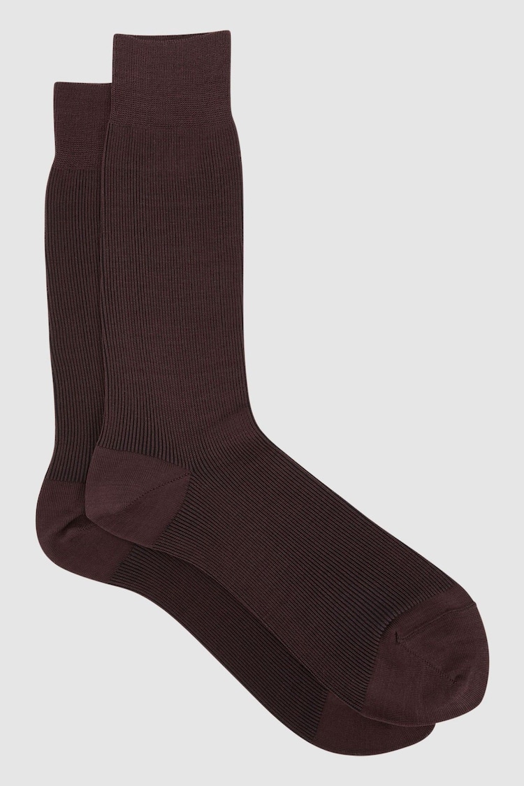 Reiss Bordeaux Cory Two Tone Cotton Socks - Image 1 of 3