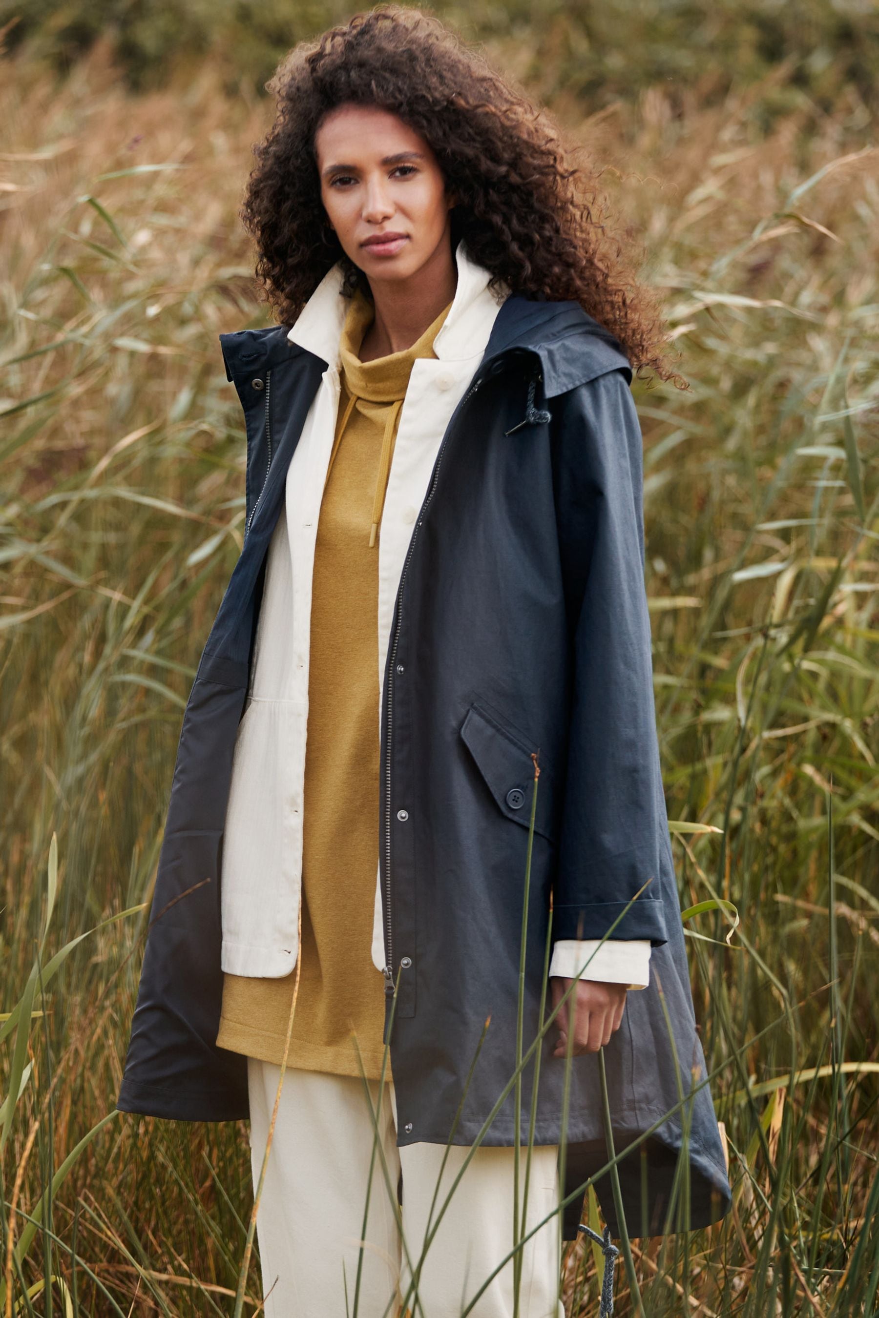 Buy Seasalt Cornwall Blue Seafaring Linen Blend Waterproof Coat from the Next UK online shop