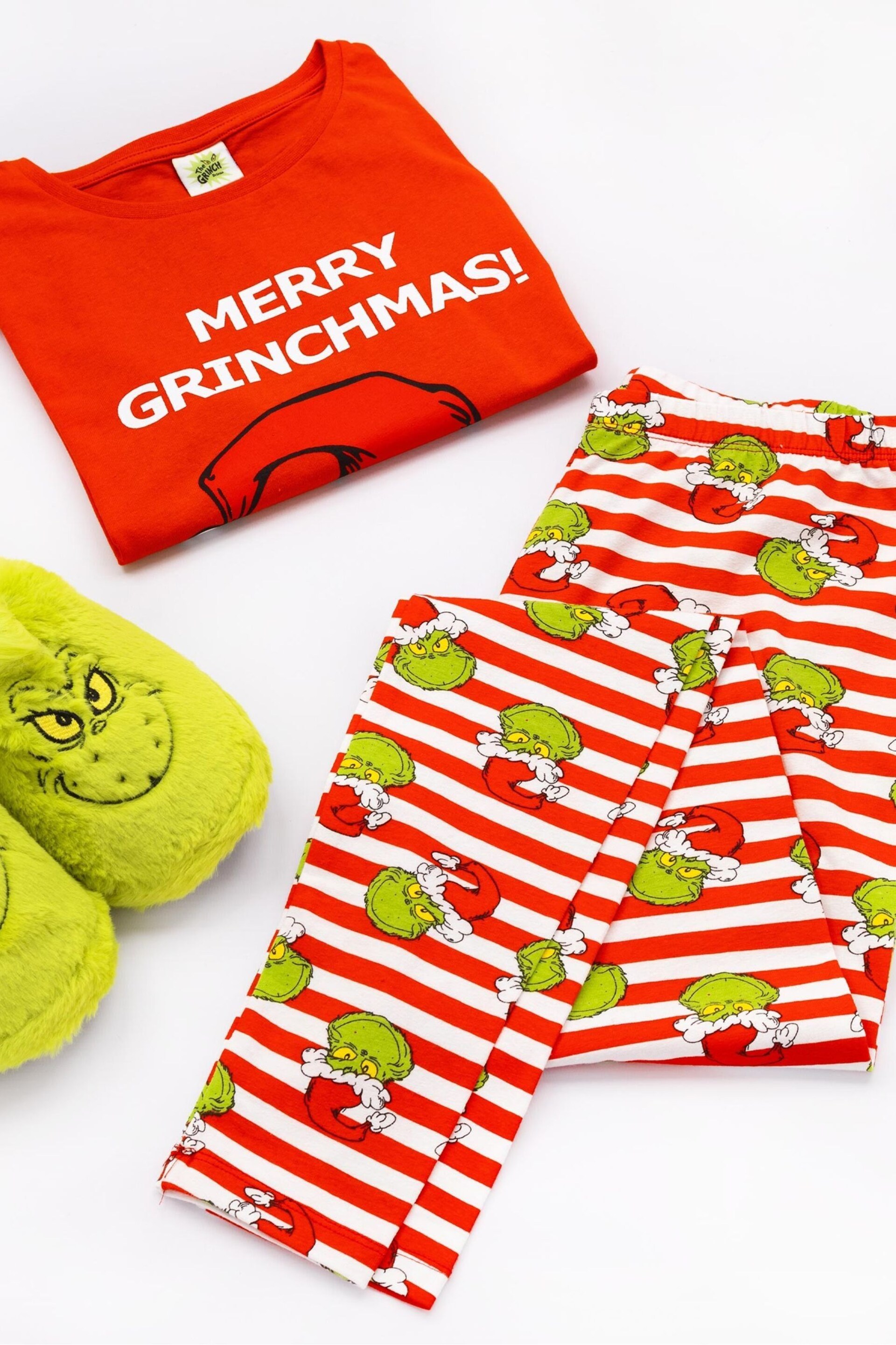 Vanilla Underground Red Grinch The Grinch Unisex Merry Grinchmas Slogan Long Sleeve Long Leg Pyjama Set - Image 4 of 4