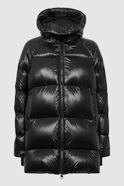 Reiss Black Rae Shiny Mid Length Puffer Coat - Image 2 of 5