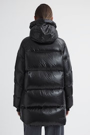 Reiss Black Rae Shiny Mid Length Puffer Coat - Image 5 of 5